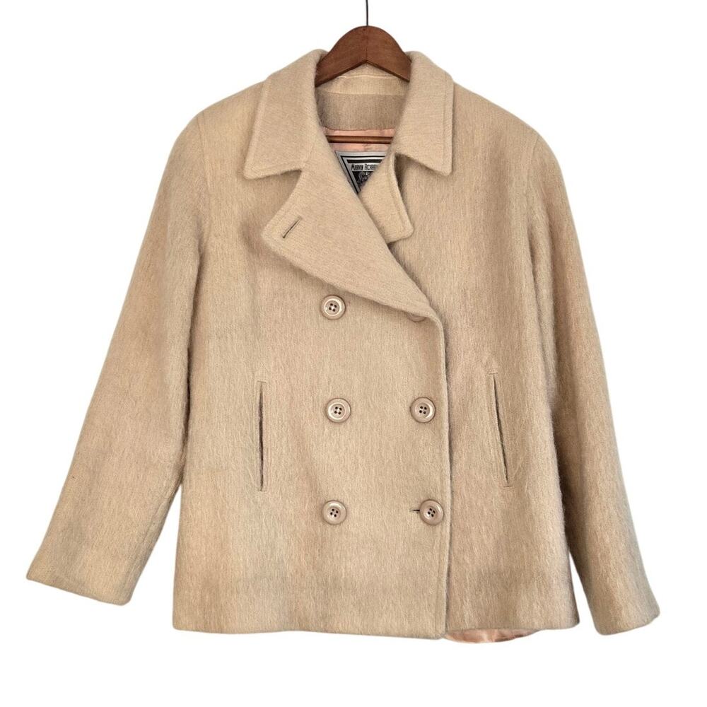 Vintage Old Money Mob Wife Marvin Richards Mohair Wool Double Breasted Peacoat 8